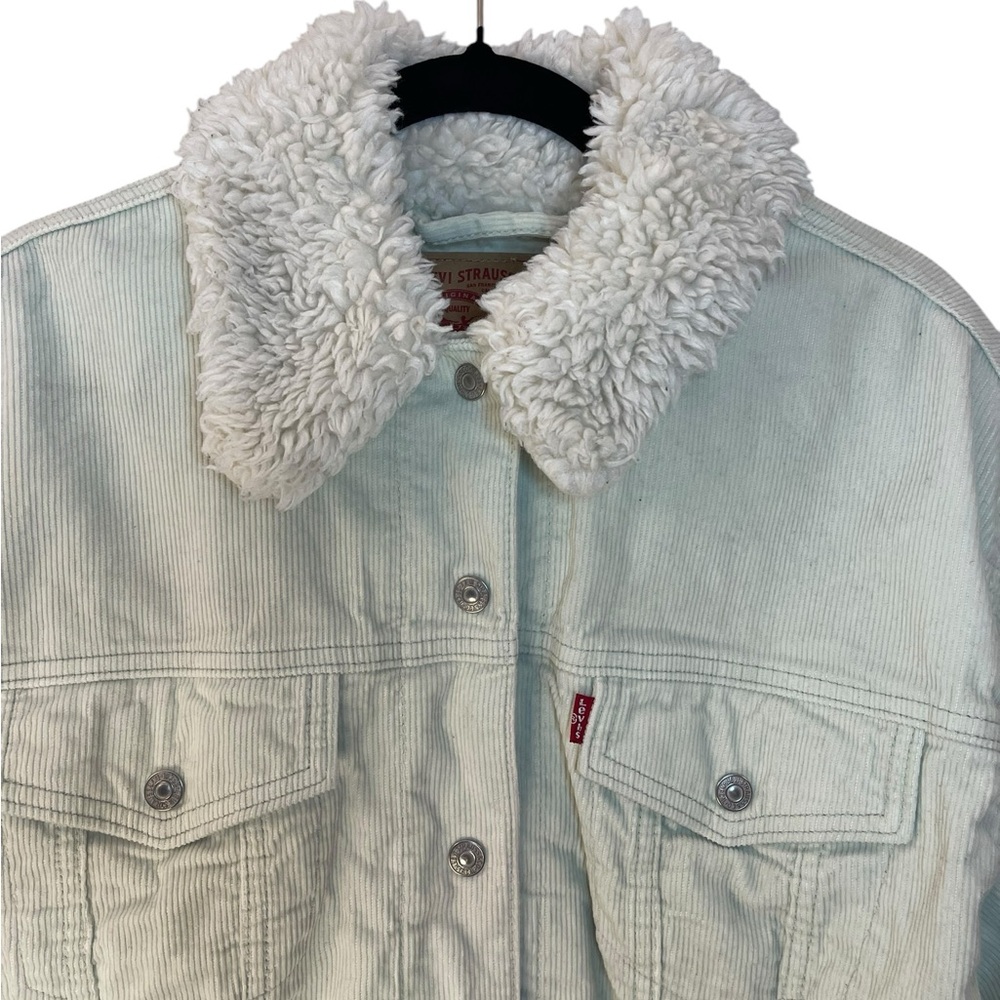 Levi's Women's Soft Mint Green Sherpa-Lined Denim Jacket Size Small - Picture 4 of 12